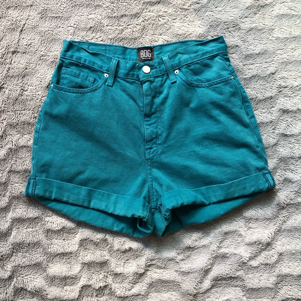 BDG turquoise jean shorts